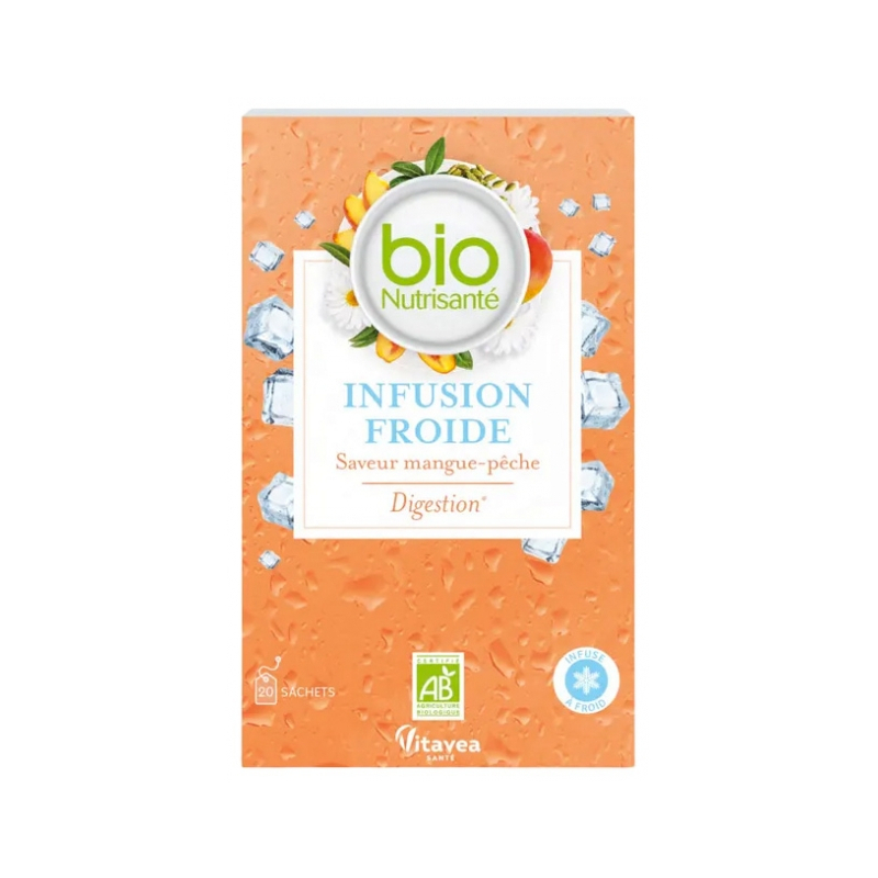 Vitavea Infusion Froide Digestion Saveur Mangue-Pêche Bio - 20 Sachets