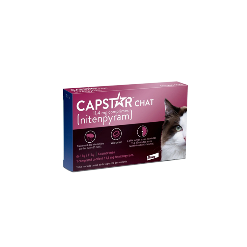 Elanco Capstar anti-puces 11,4mg Chat de 1 à 11 kg - 6 comprimés