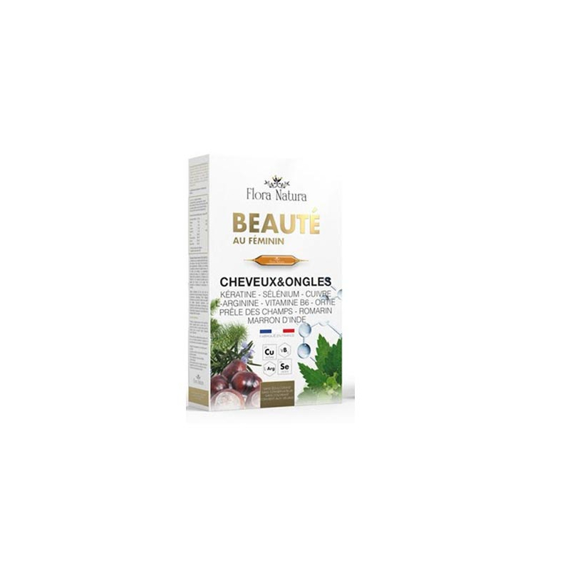 Flora Natura Beauté au Féminin Cheveux Ongles & Peau - 20 ampoules