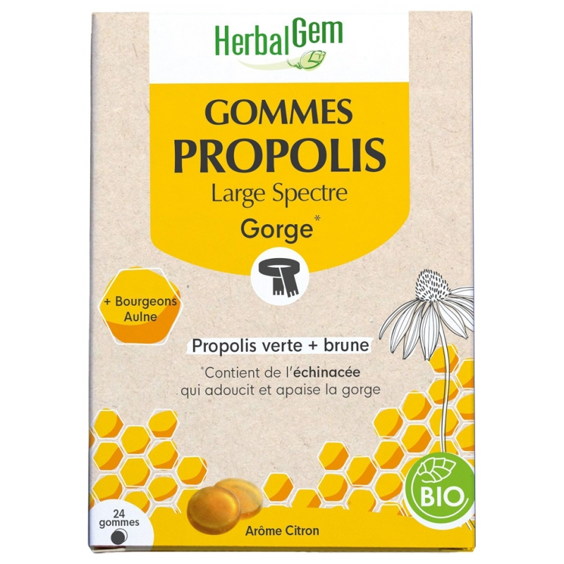 HerbalGem Gommes Propolis Large Spectre Bio - 24 Gommes