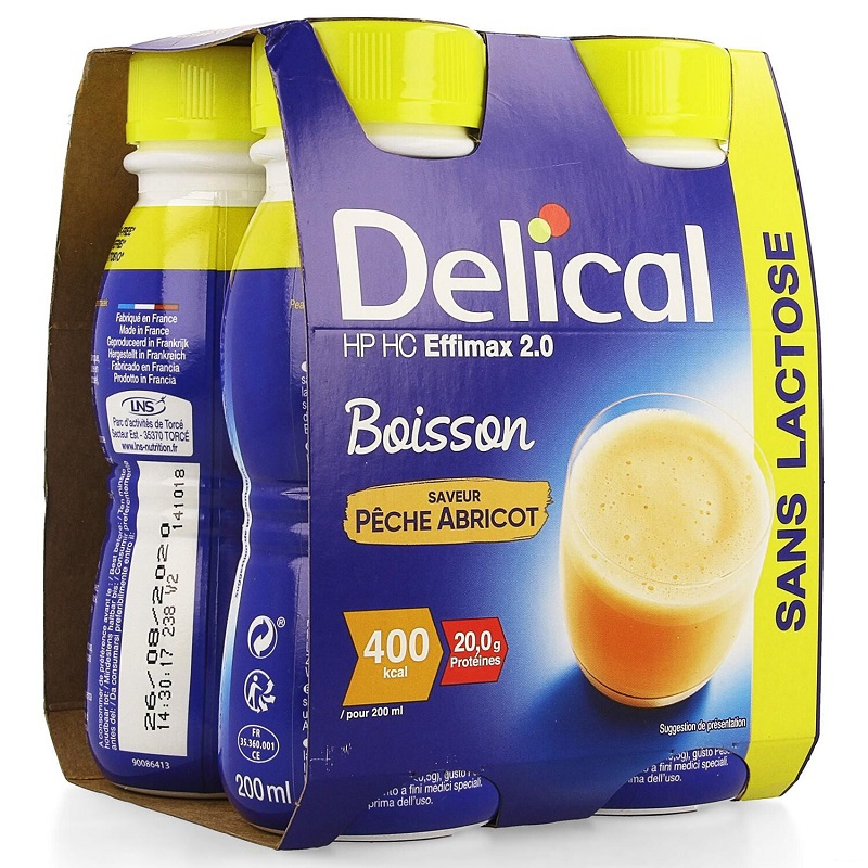 Boisson HP/HC Effimax 2.0 Pêche/Abricot Sans Lactose Delical