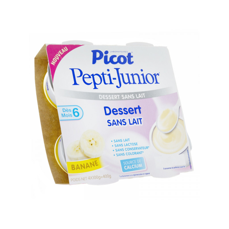 PICOT Pepti-Junior Dessert Sans Lait Banane - 4X100g 