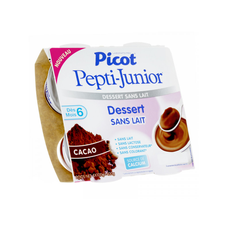PICOT Pepti-Junior Dessert Sans Lait Cacao - 4X100g 