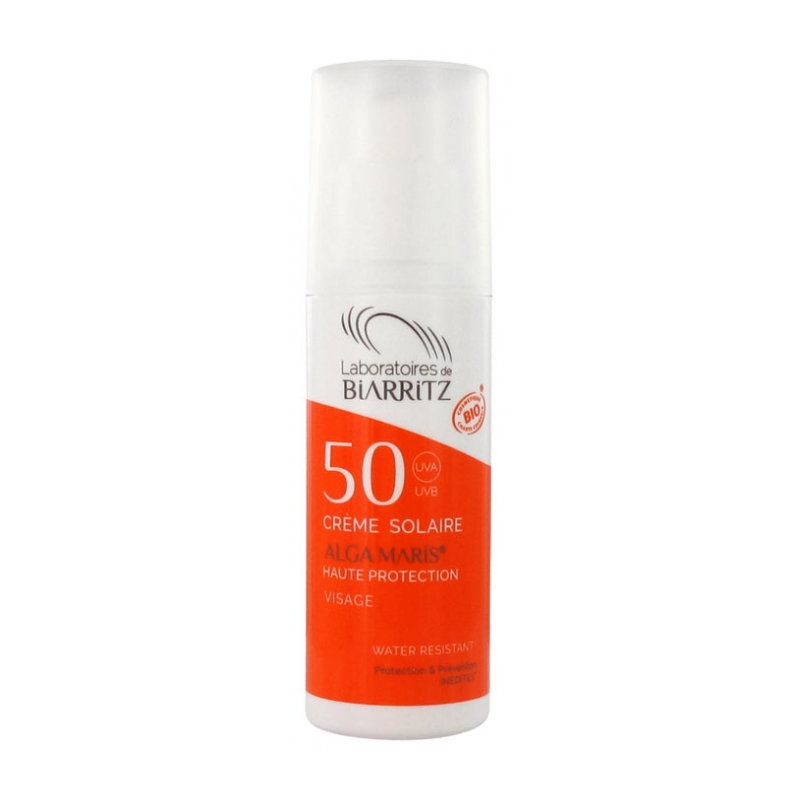 Biarritz Alga Maris Crème Solaire Visage SPF 50 Bio - 50 ml