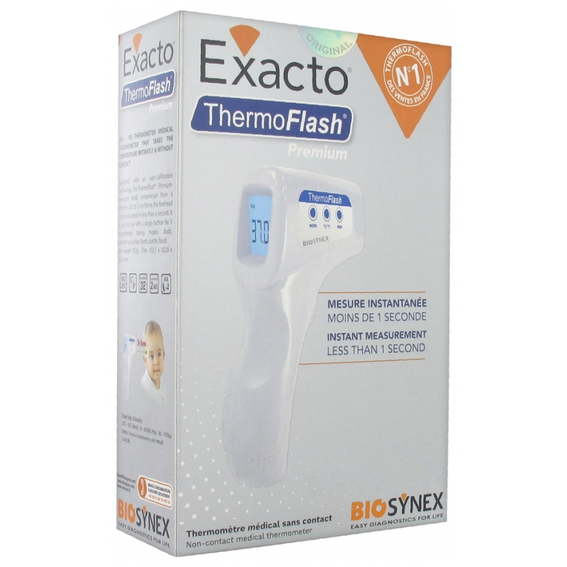 Biosynex Exacto ThermoFlash Premium Thermomètre Médical Sans Contact