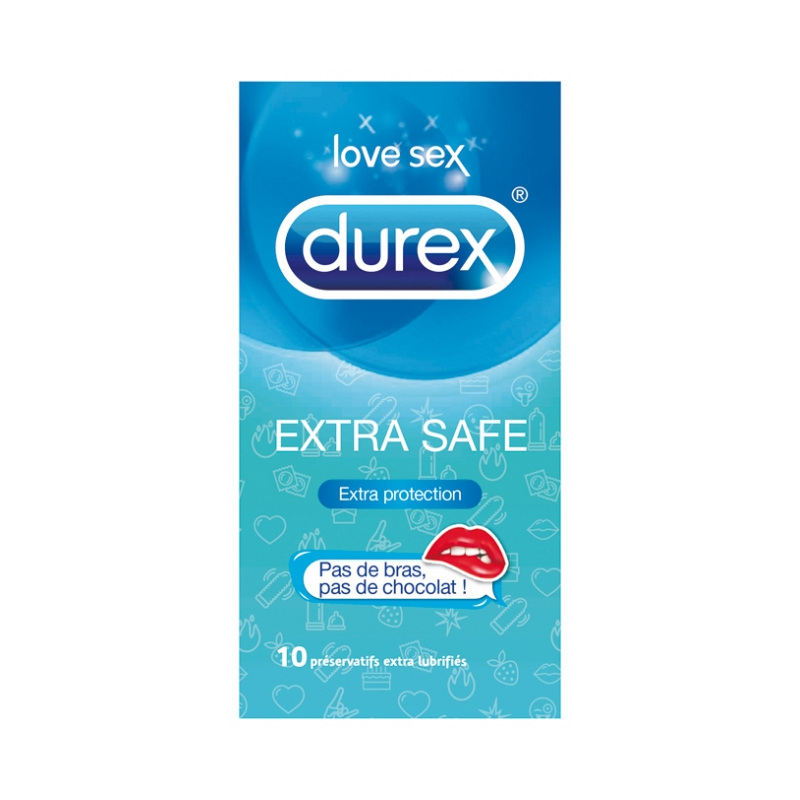 Durex Extra Safe - 10 Préservatifs Extra-Lubrifiés