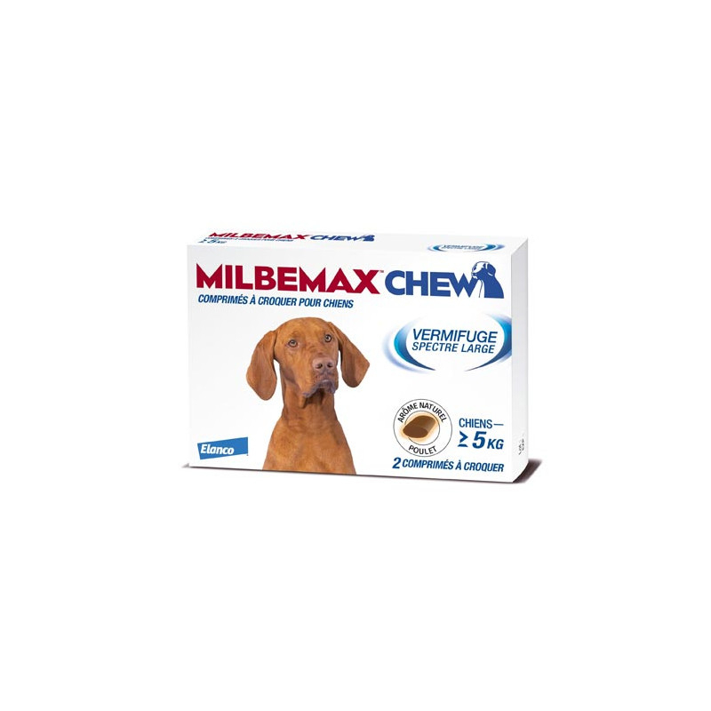 ELANCO Milbemax Chew Chiens de 5 kg et plus - 2 comprimés
