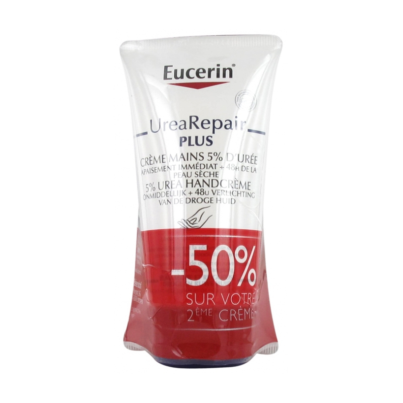 Eucerin UreaRepair PLUS Crème Mains 5% d'Urée - Lot de 2 x 75 ml