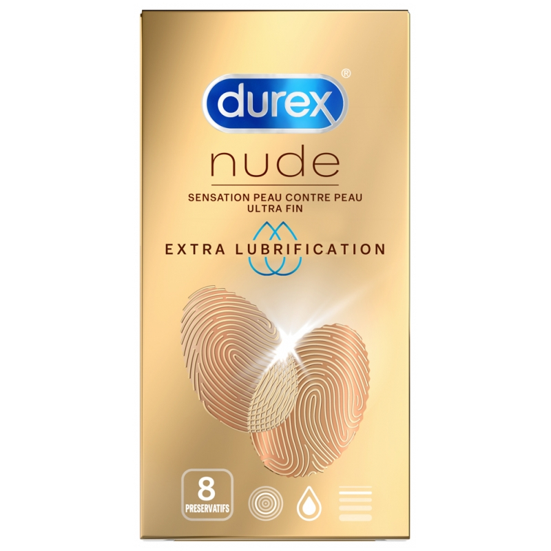 Durex Nude Extra Lubrification - 8 Préservatifs