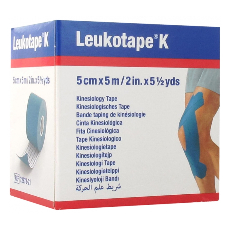 BSN Médical Essity Leukotape K Bande Taping de Kinésiologie Bleu -  5 cm x 5 m