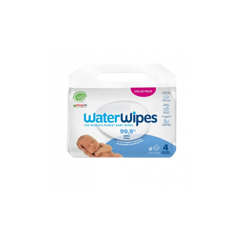 Water Wipes Pack Lingettes Bébé Bio - 4x60 Pièces