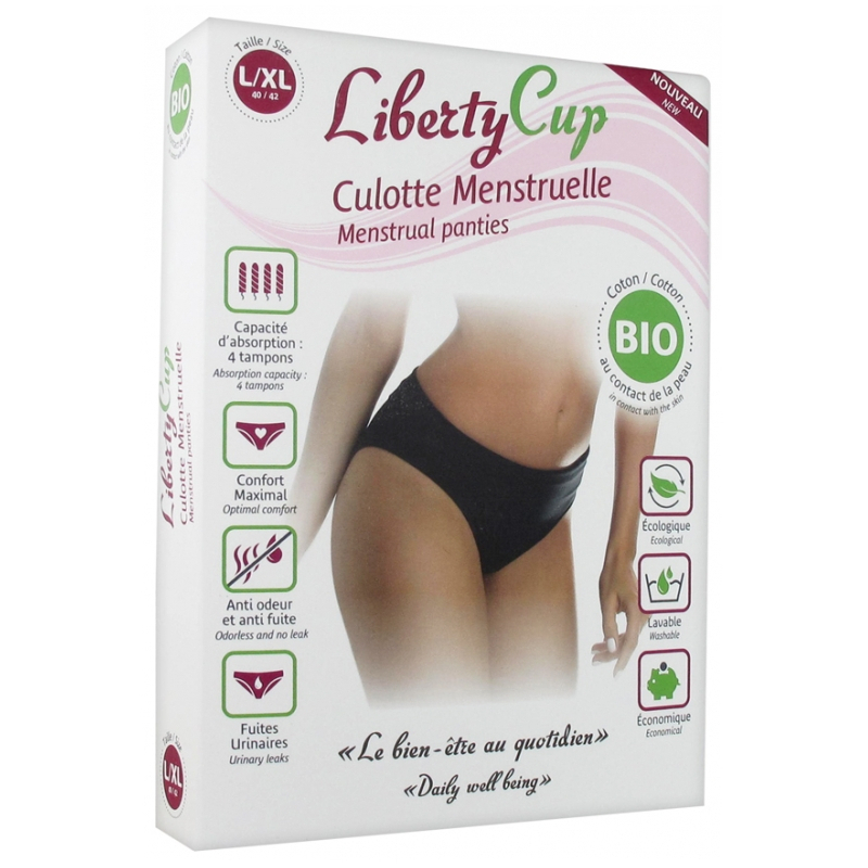 Liberty Cup Culotte Menstruelle Couleur Noir Bio - Taille : L/XL