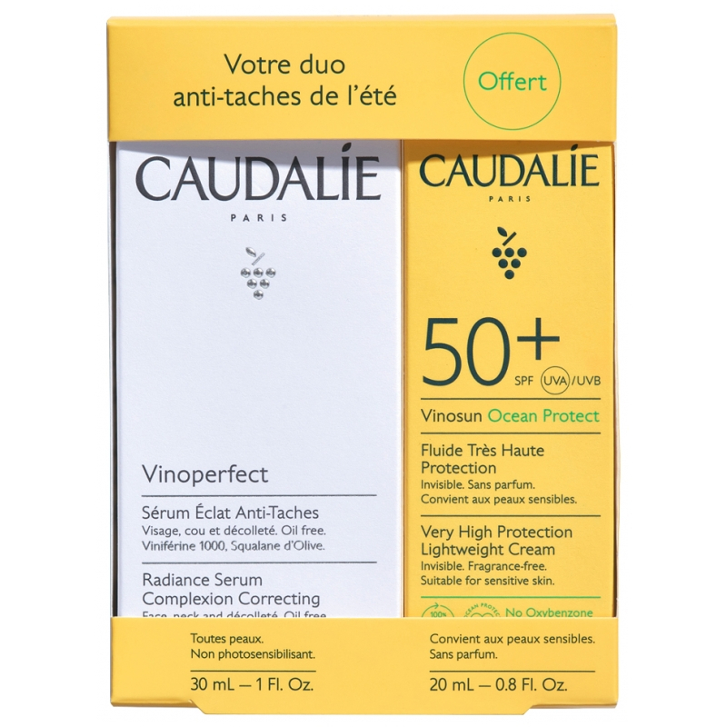 Caudalie Vinoperfect Sérum Éclat Anti-Taches 30 ml + Vinosun Fluide Très Haute Protection SPF50+ 20 ml Offert