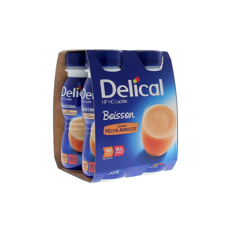 Delical Boisson HP/HC lactée saveur pêche abricot - 4 x200 ml