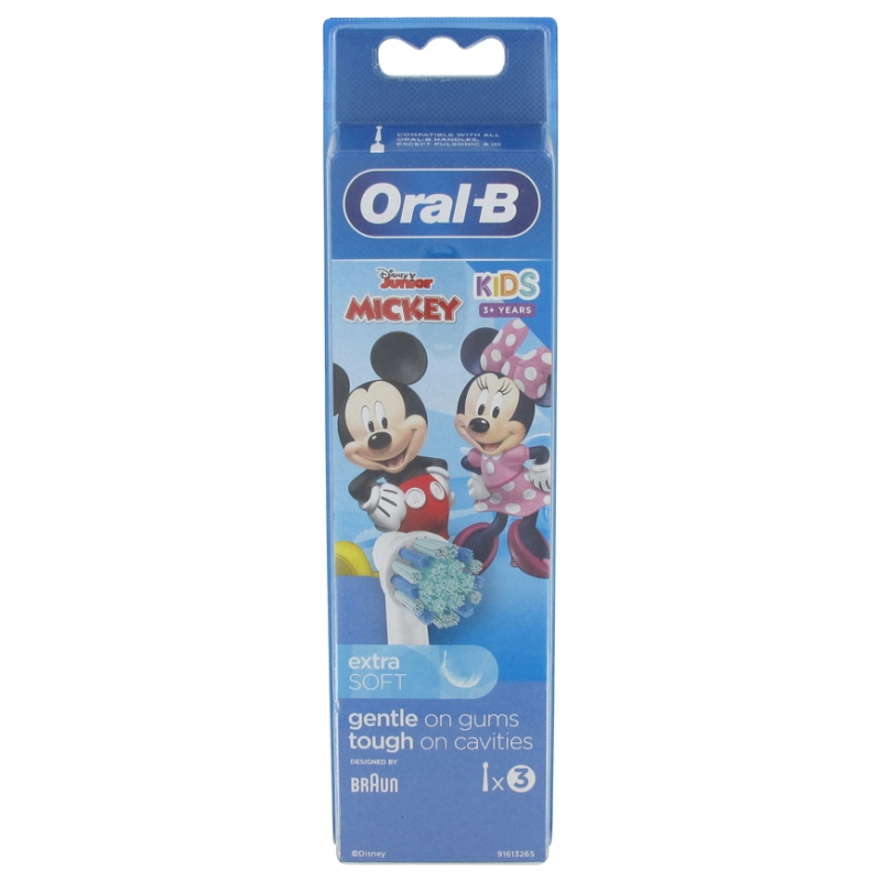 Oral-B Disney Kids 3 Ans et +  Têtes de Rechange - Modèle : Mickey - 3 unités 