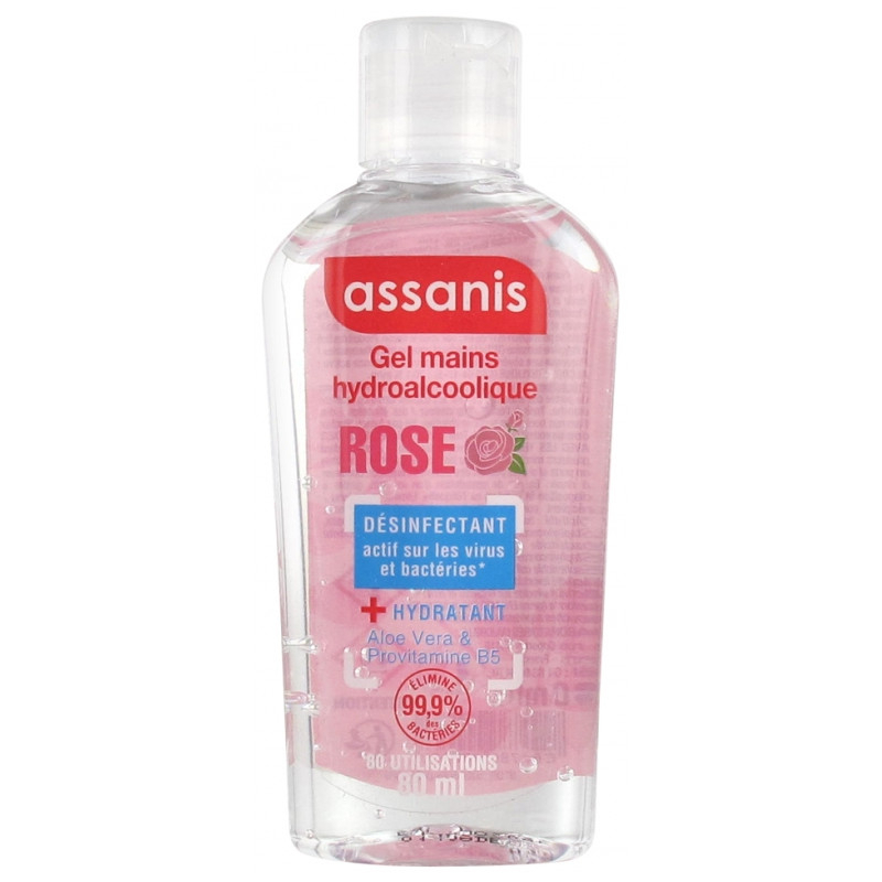 Assanis Gel hydroalcoolique sans rinçage mains Senteur rose - 80ml