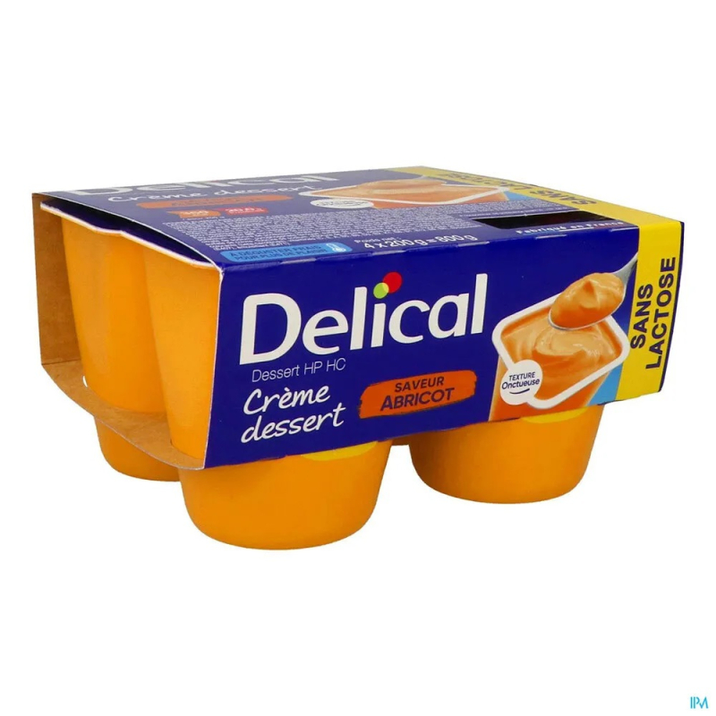 Delical Crème Dessert HP HC Sans Lactose Saveur Abricot - 4x200g
