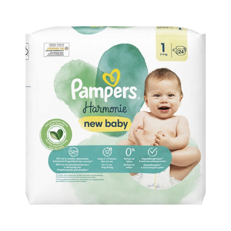 Pampers New Baby Harmonie  Taille 1 (2-5 kg) - 24 Couches