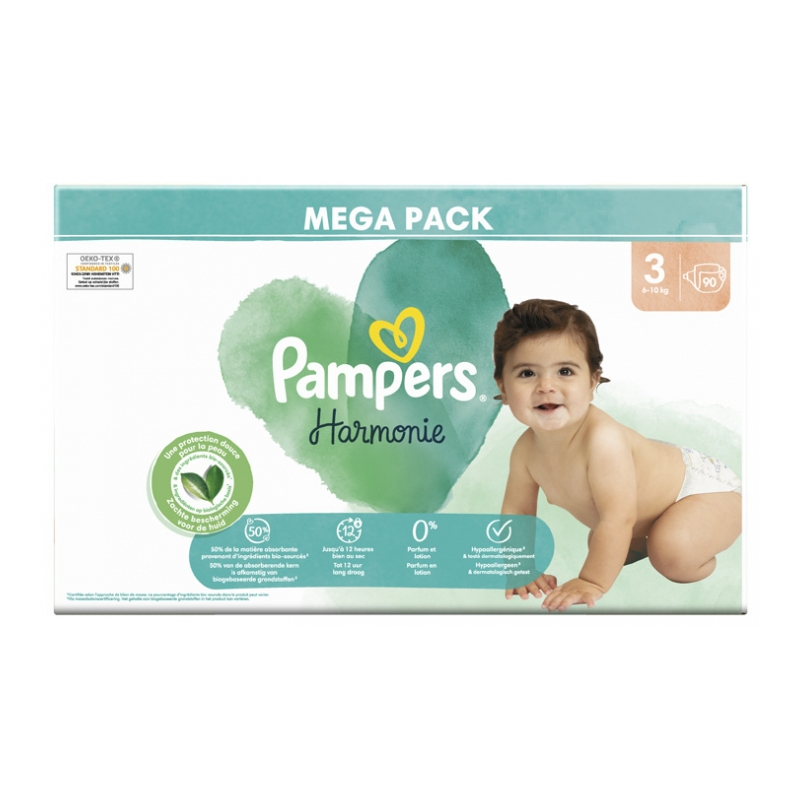 Pampers Harmonie 90 Couches - Taille 3 (6-10 kg)