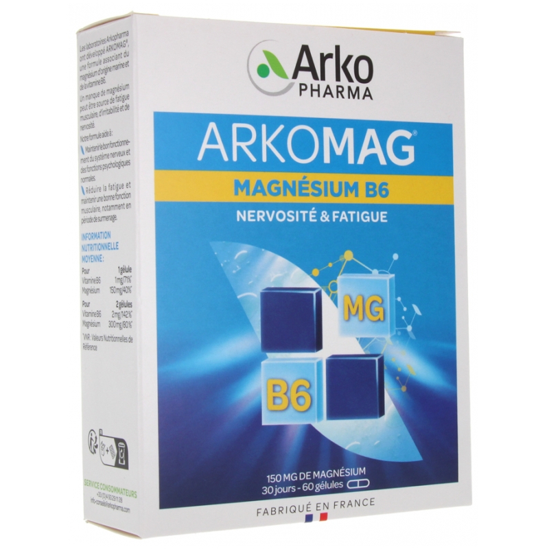 Arkopharma Arkomag Magnésium B6 - 60 Gélules