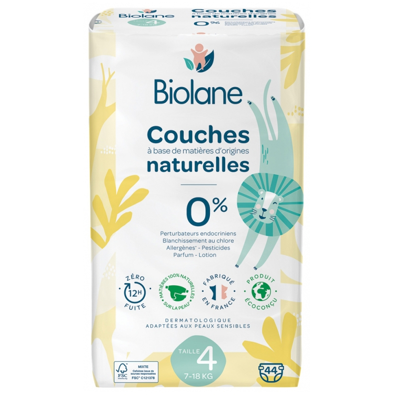 Biolane Couches Naturelles - 44 Couches Taille 4 (7-18 Kg)