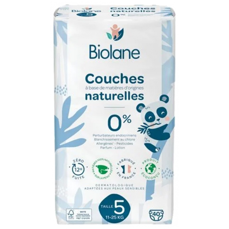 Biolane Couches Naturelles - 40 Couches Taille 5 (11-25 Kg)
